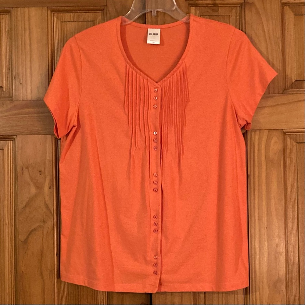 NWOT Blair Top Short Sleeve Blouse Orange Women's Size L Large